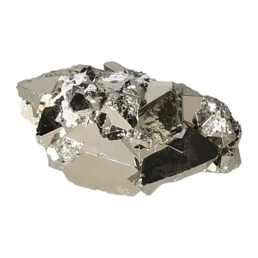 Superior Quality Pyrite Cluster with geometric cubic formations and metallic luster, showcasing natural elegance and brilliance.