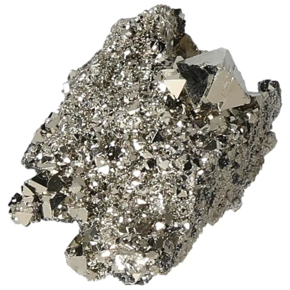Superior quality pyrite cluster showcasing metallic luster with natural geometric formations and cubic brilliance.
