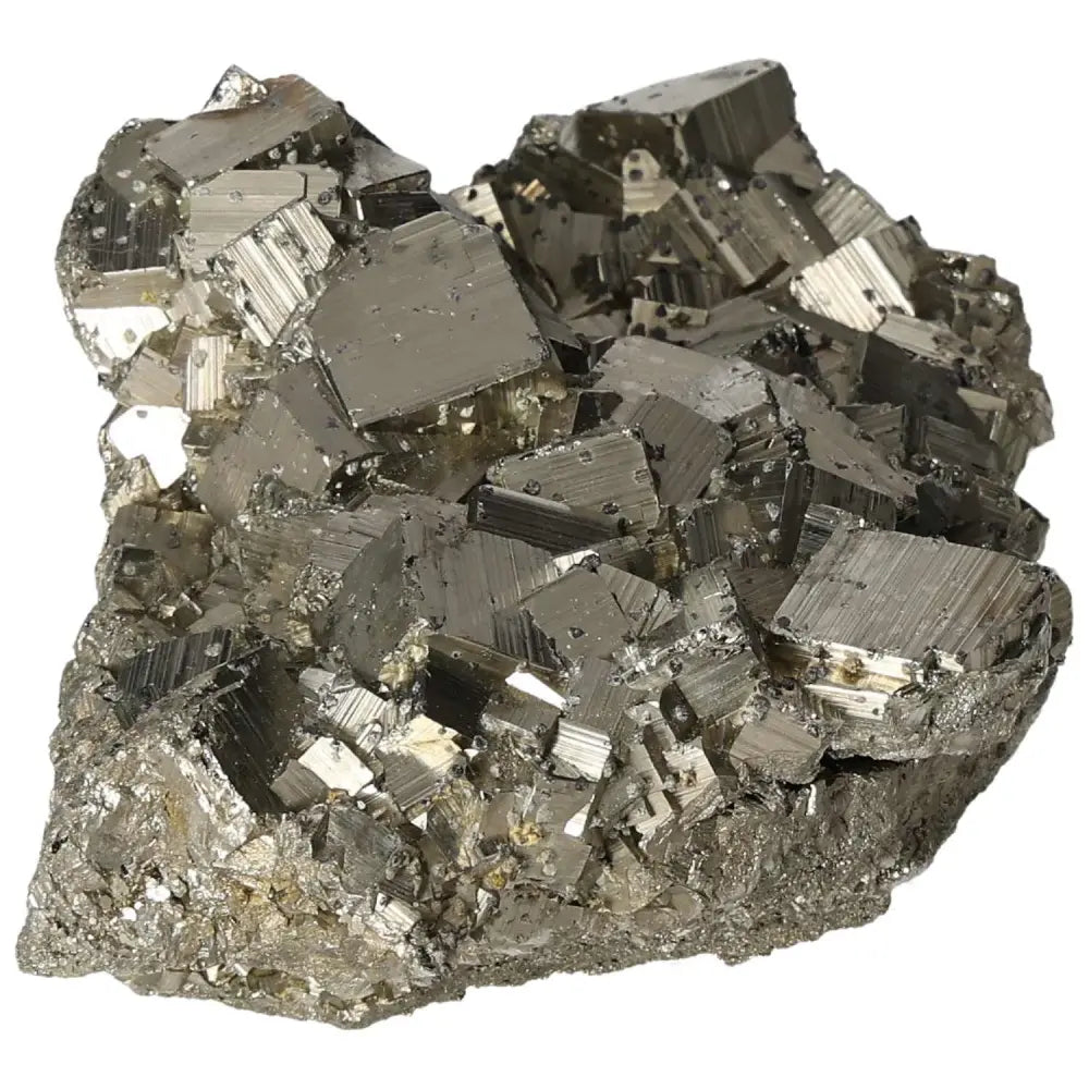 Superior quality pyrite cluster showcasing geometric formations and metallic luster, sourced from premium deposits.