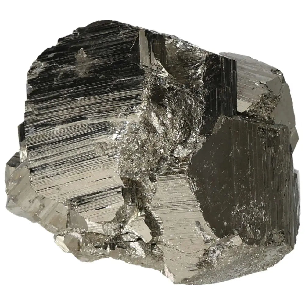 Superior quality pyrite cluster with geometric cubic formations showcasing metallic luster, ideal for collectors and enthusiasts.