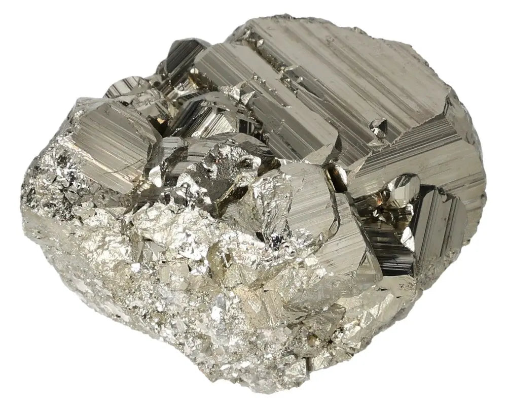 Superior Quality Pyrite Cluster with geometric formations showcasing metallic luster, ideal for collectors and mineral enthusiasts.