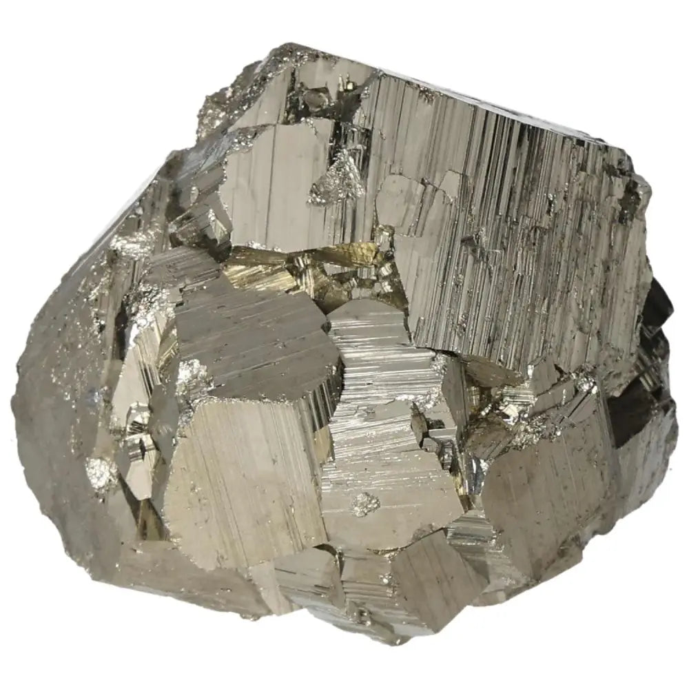 Superior quality pyrite cluster with natural cubic formations and metallic luster, showcasing geometric elegance.