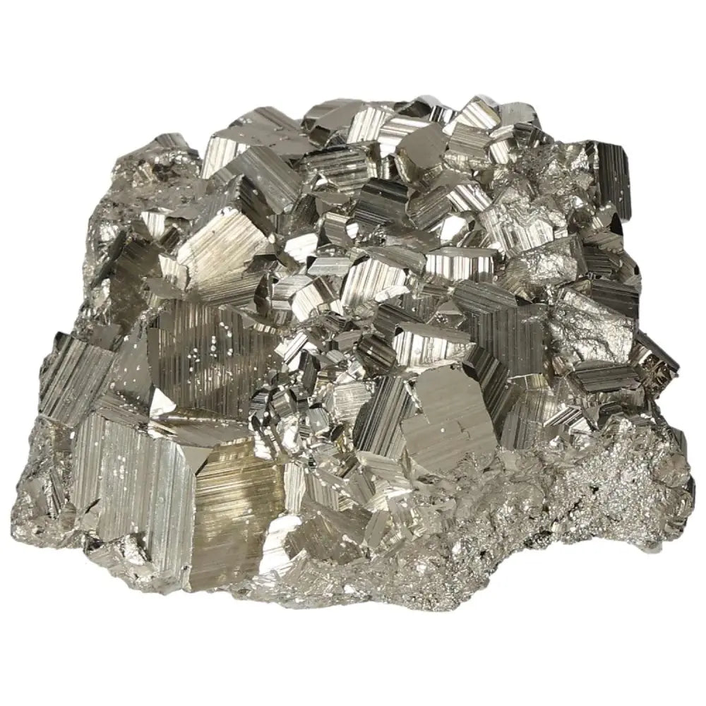 Alt Tag: Superior Quality Pyrite Cluster showcasing geometric brilliance and metallic luster in intricate detail.