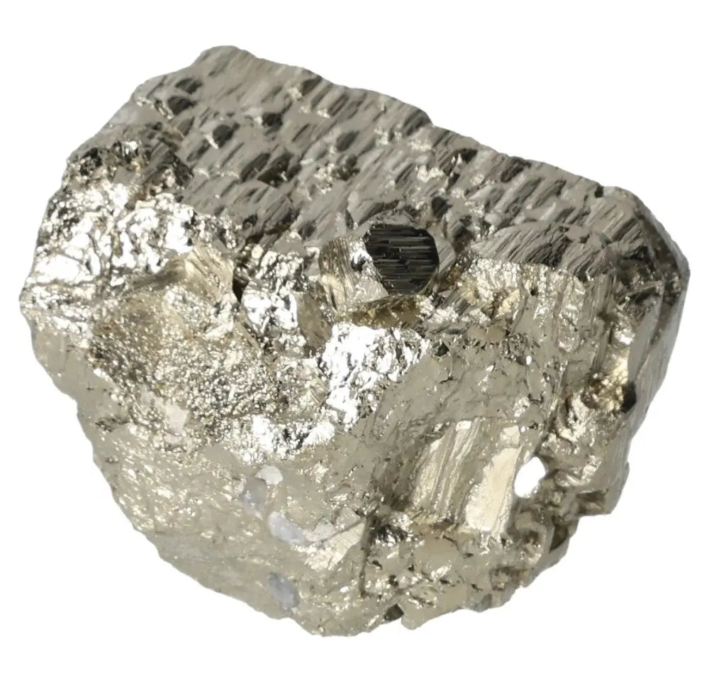 Superior quality pyrite cluster showcasing geometric metallic luster with natural cubic formations; premium specimen from top deposits.