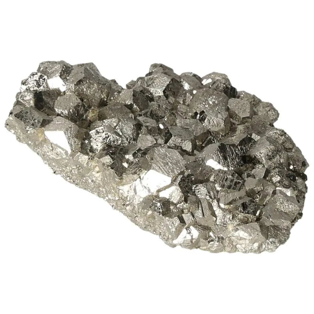 Superior quality pyrite cluster with cubic formations and metallic luster, showcasing natural geometric elegance.