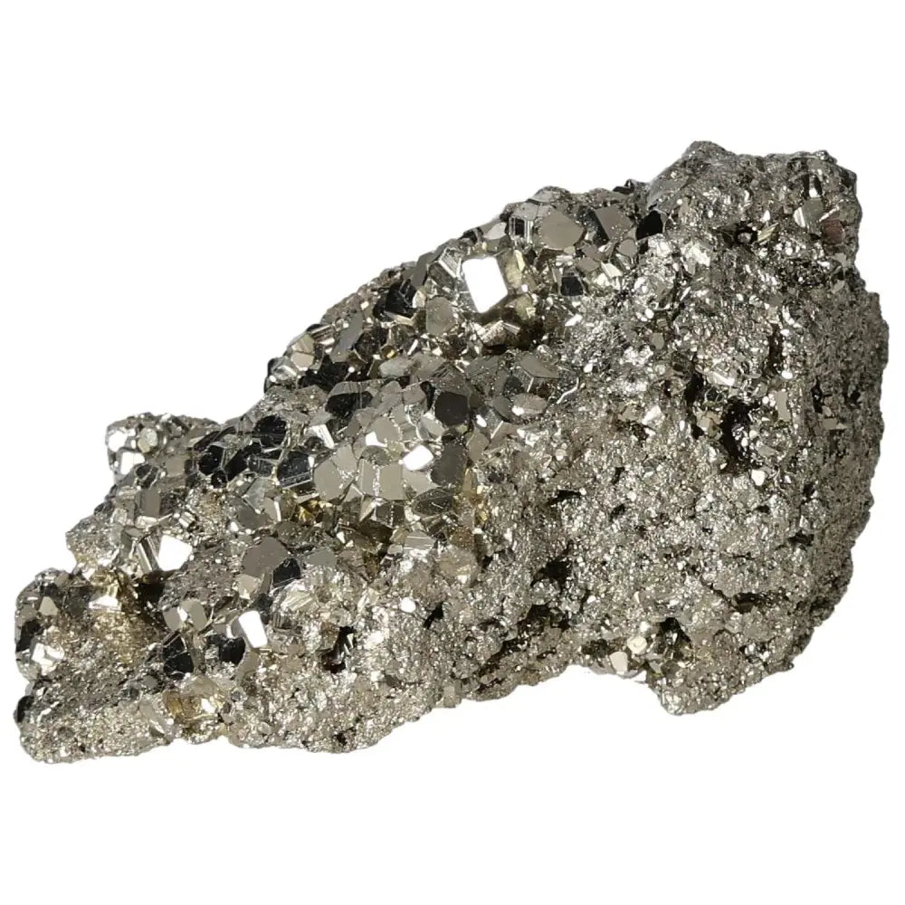 Superior quality pyrite cluster with natural cubic formations and metallic luster, showcasing geometric brilliance and elegance.