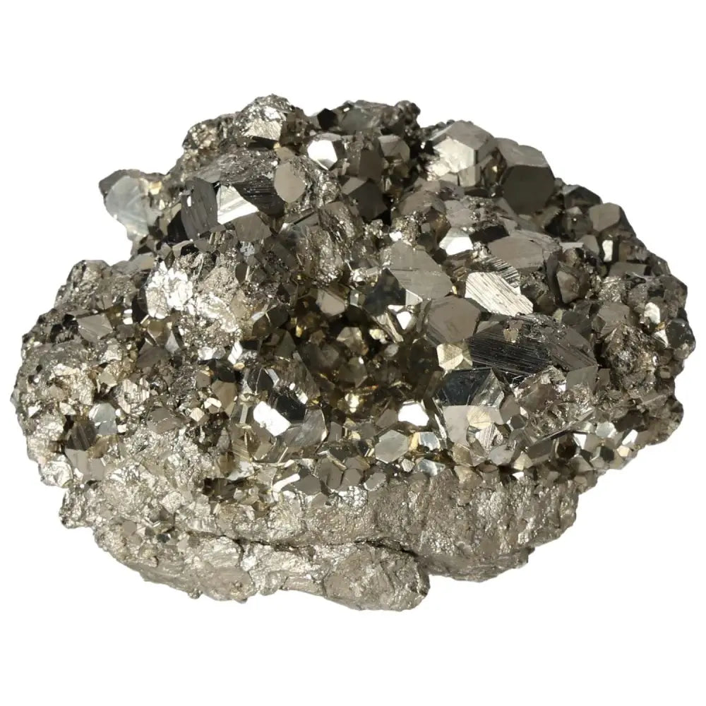 Superior quality pyrite cluster showcasing geometric formations and metallic luster.