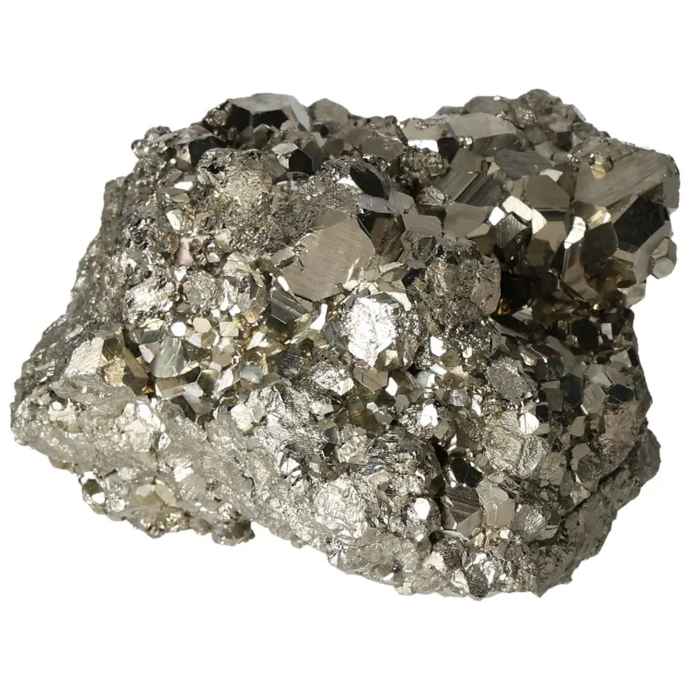 Superior quality pyrite cluster displaying metallic luster and geometric formations, ideal for collectors and natural decor enthusiasts.
