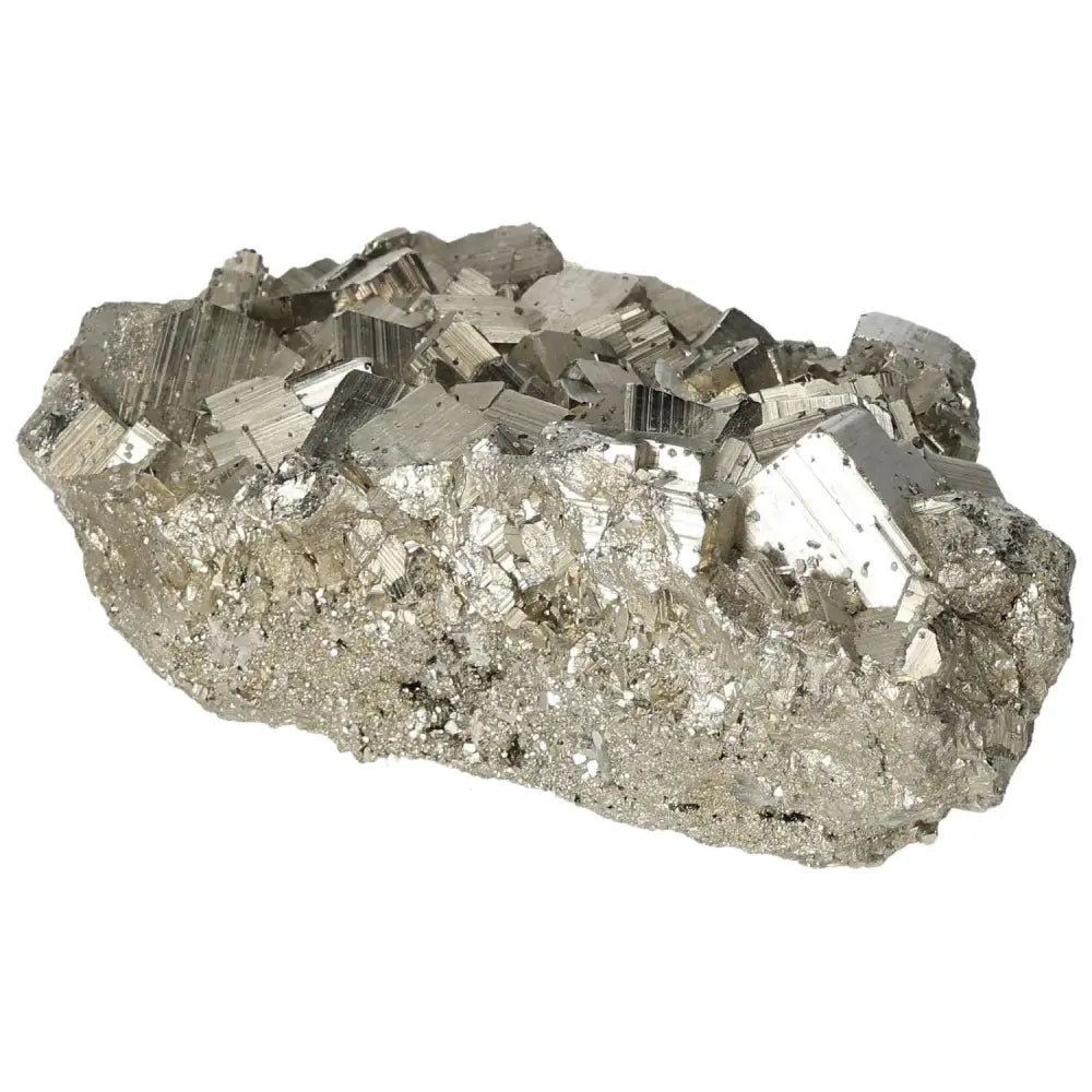 Superior quality pyrite cluster showcasing geometric formations and metallic luster, perfect for collectors and enthusiasts.