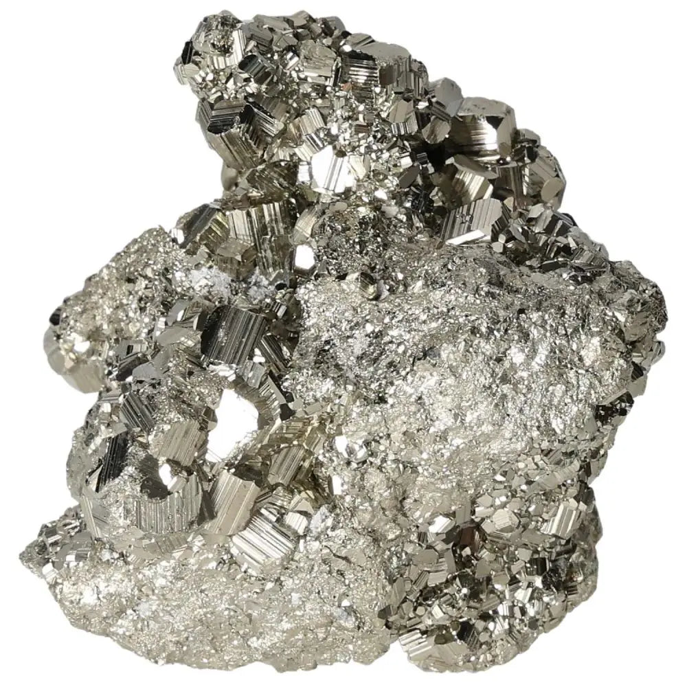 Superior Quality Pyrite Cluster showcasing natural cubic formations and metallic luster.