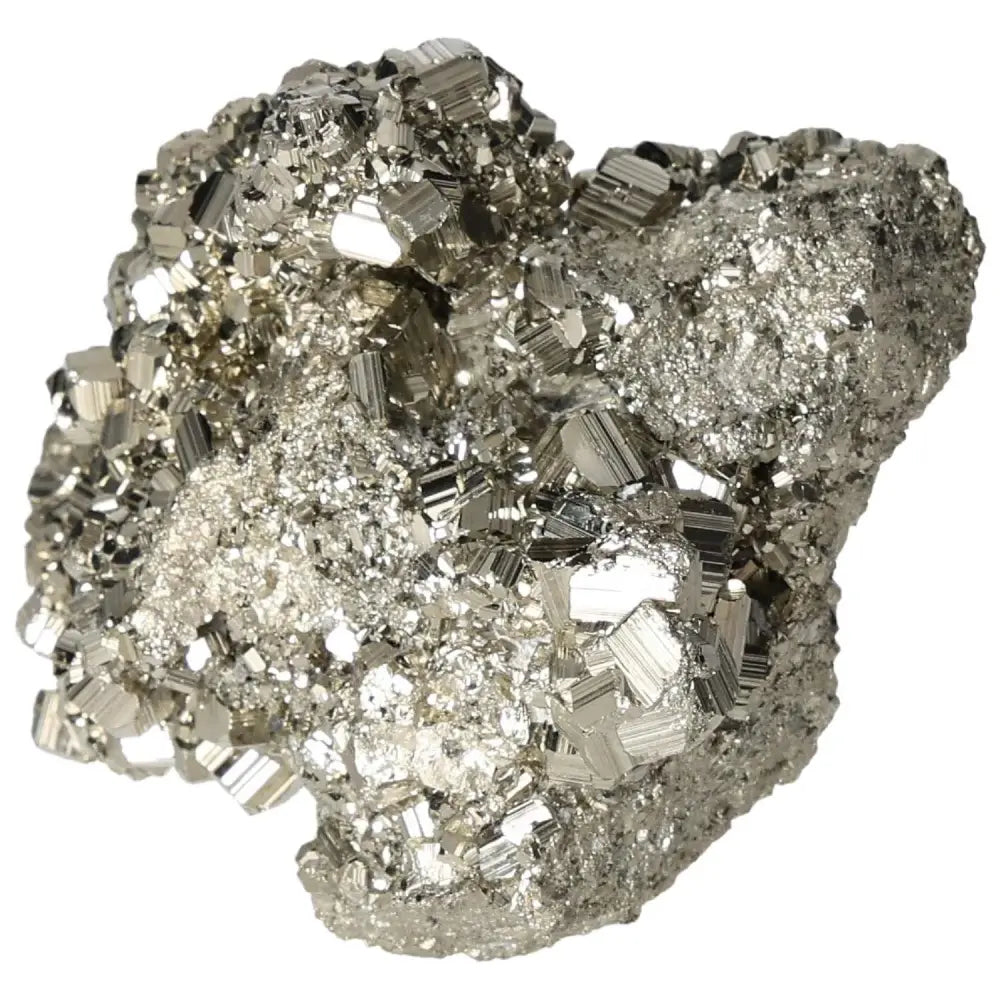 Superior Quality Pyrite Cluster with geometric cubic formations and metallic luster, perfect natural mineral specimen.