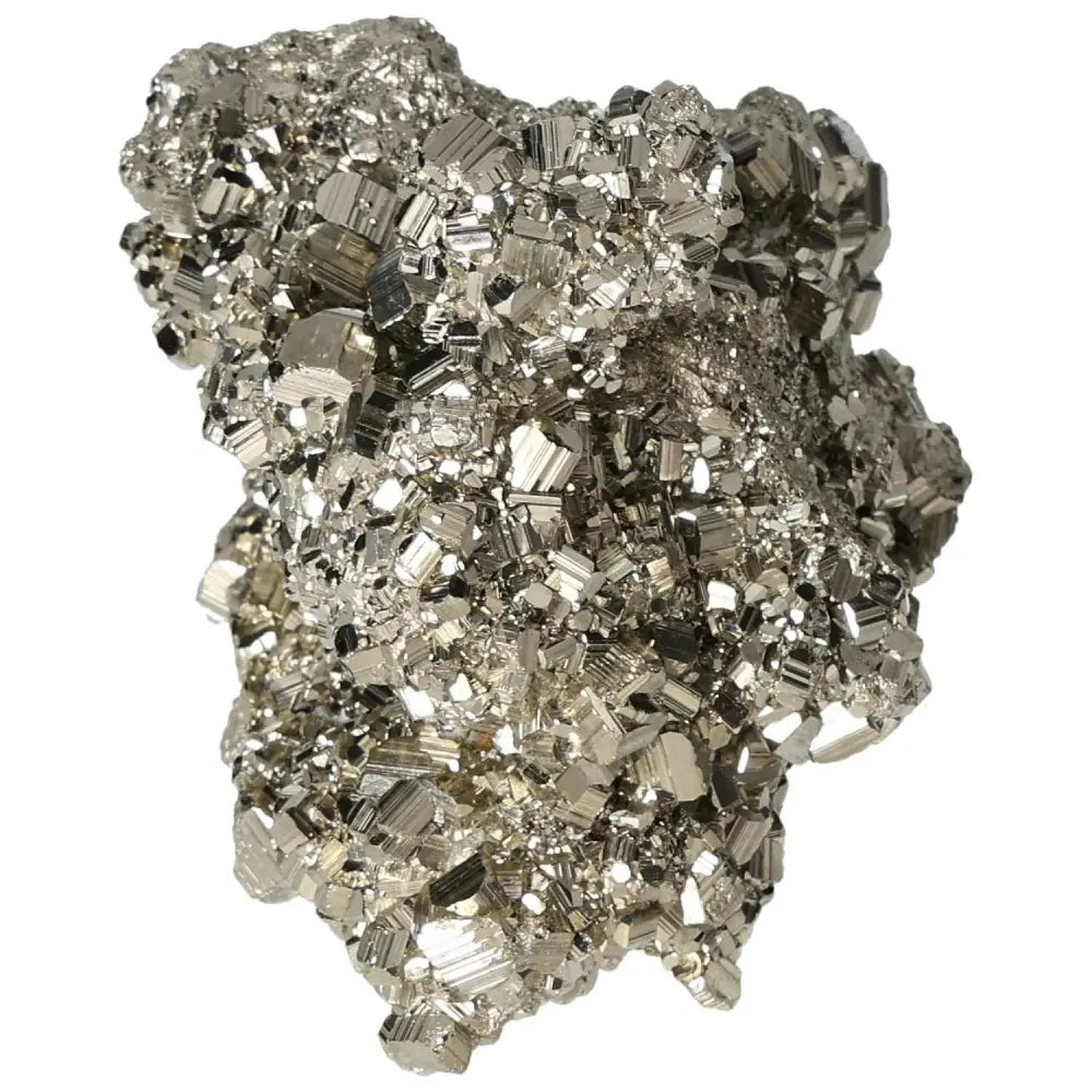 Superior Quality Pyrite Cluster with Geometric Formations and Metallic Luster