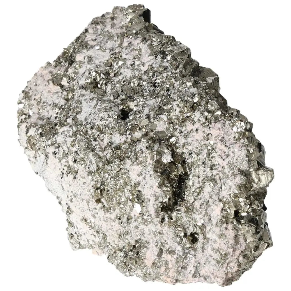 Superior quality pyrite cluster showcasing metallic luster and geometric formations, featuring intricate and natural cubic patterns.