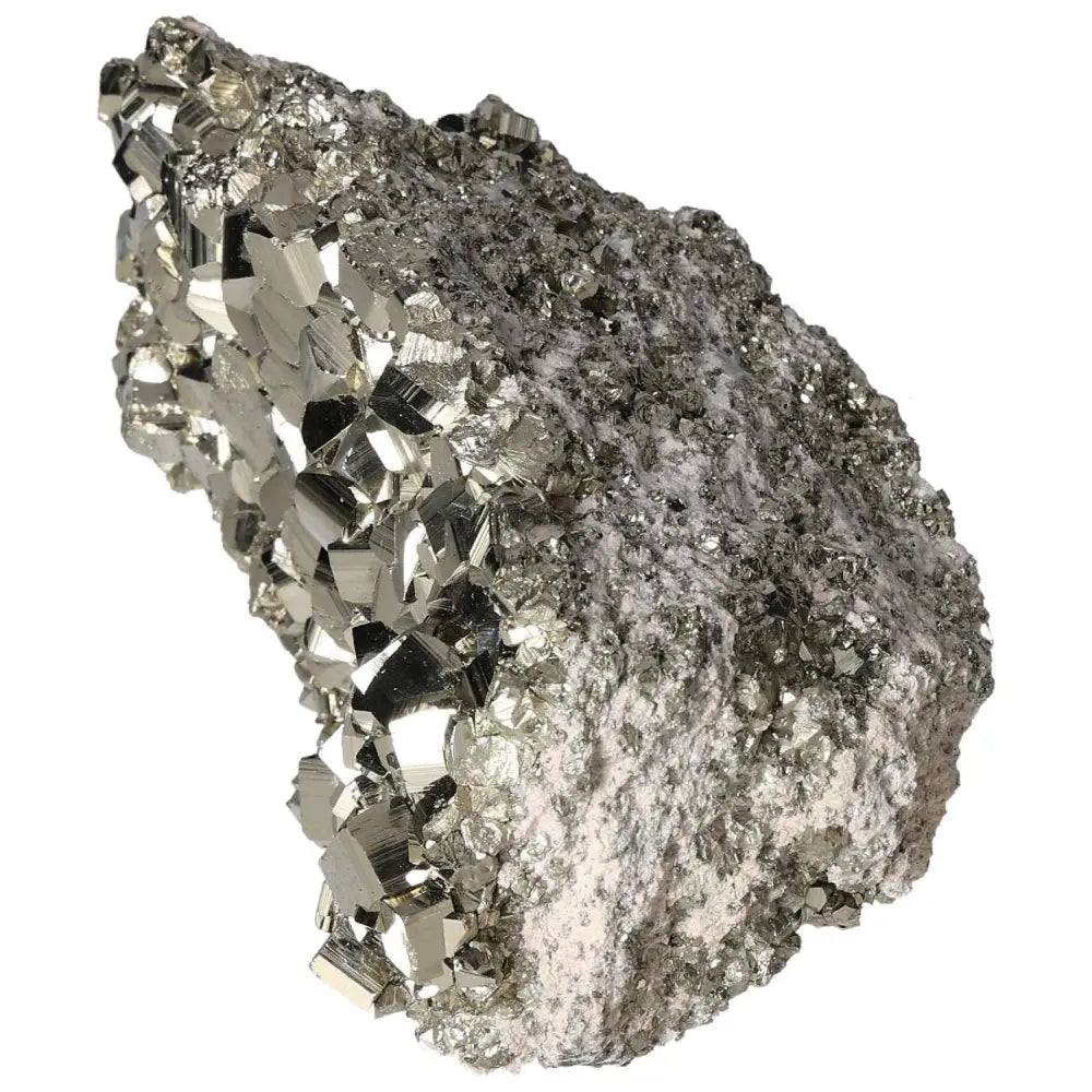 Superior Quality Pyrite Cluster with geometric formations and metallic luster