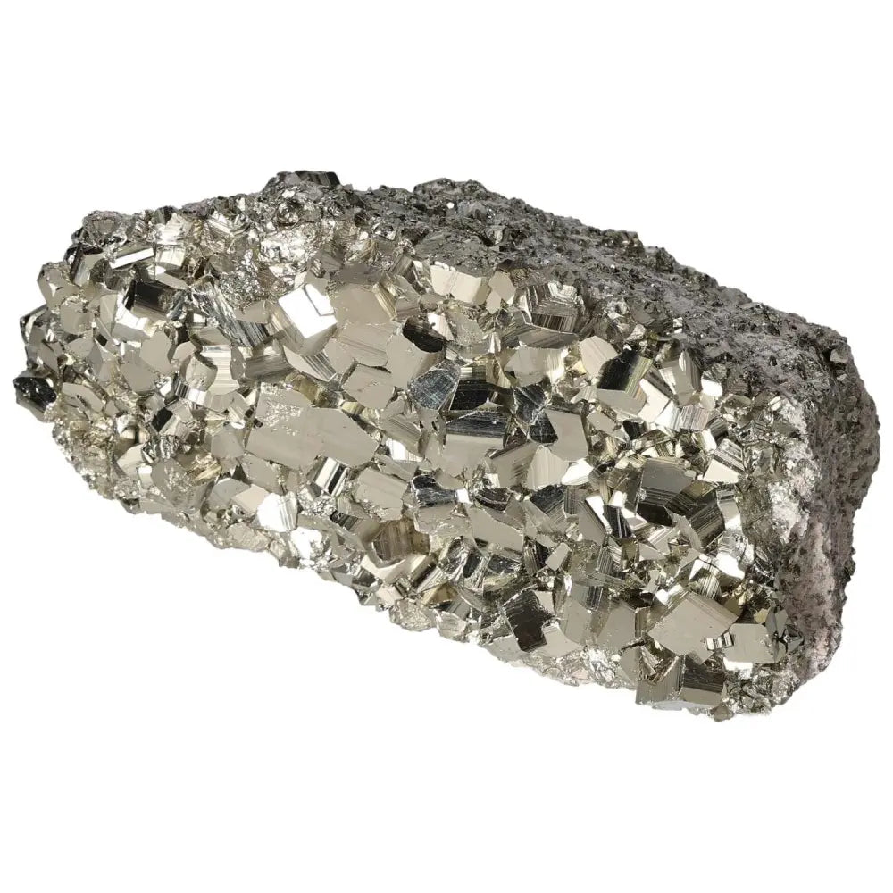 Superior Quality Pyrite Cluster showcasing natural geometric formations and metallic luster.