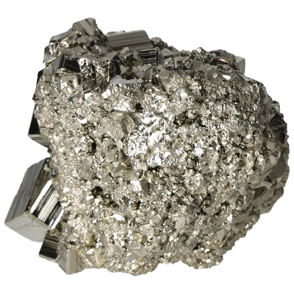 Superior quality pyrite cluster with geometric formations showcasing metallic luster, ideal for collectors and home decor enthusiasts.