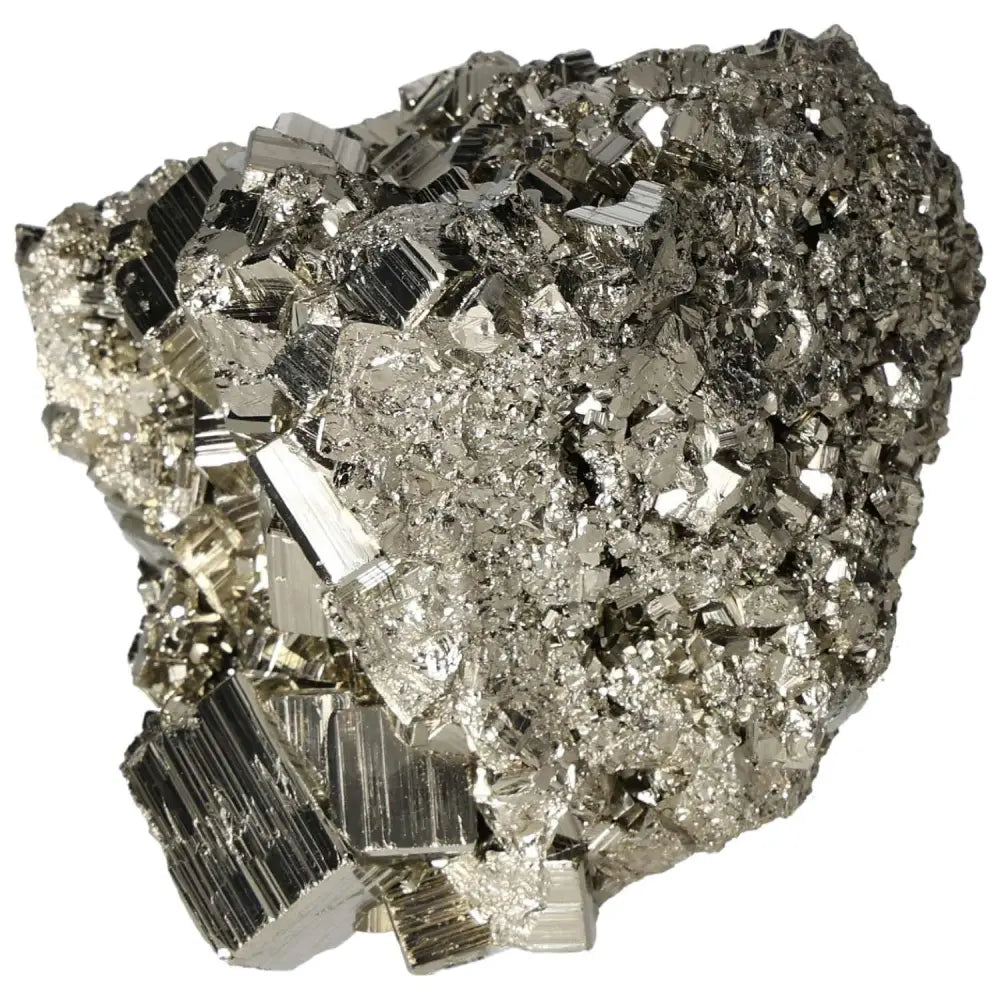 Superior Quality Pyrite Cluster with geometric formations and metallic luster