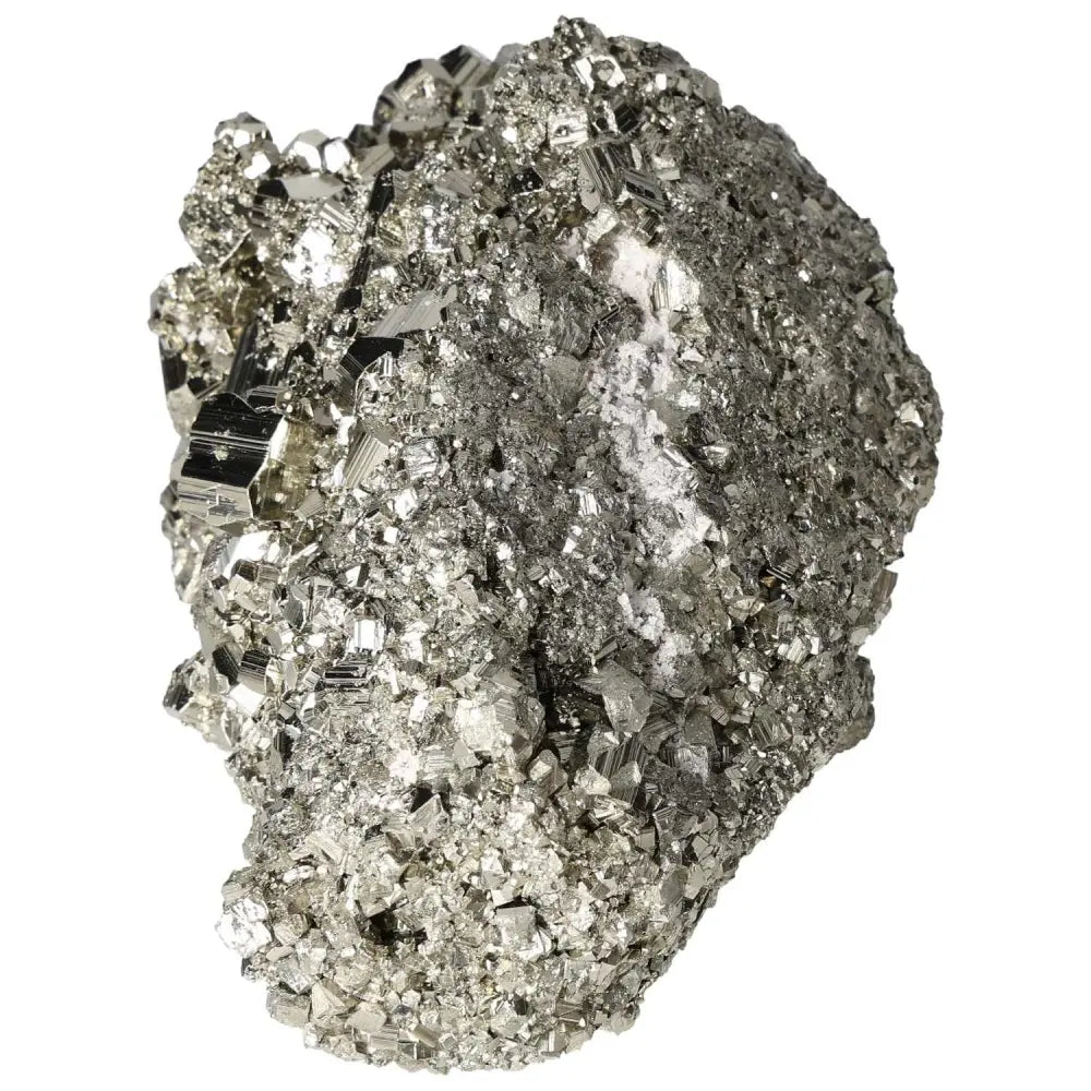 Superior Quality Pyrite Cluster showcasing metallic luster and geometric formations in intricate natural design