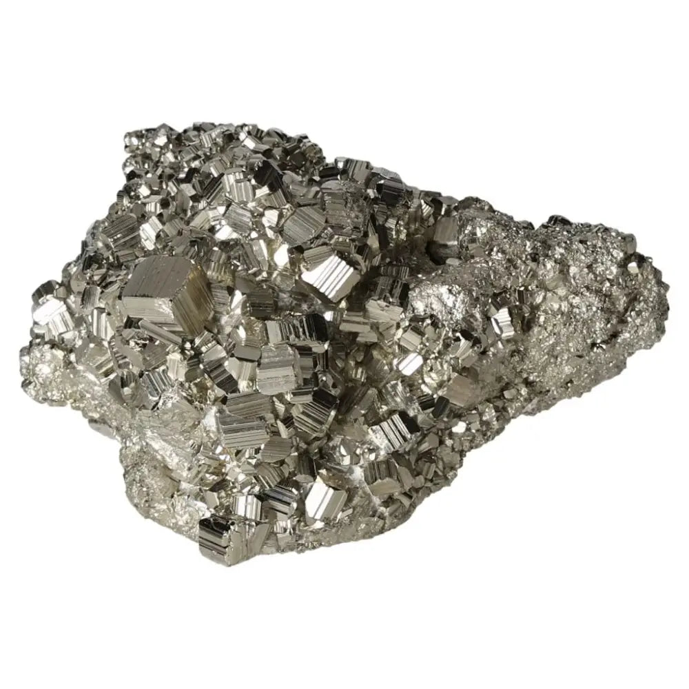Alt Tag: Superior Quality Pyrite Cluster with Geometric Formations and Metallic Luster