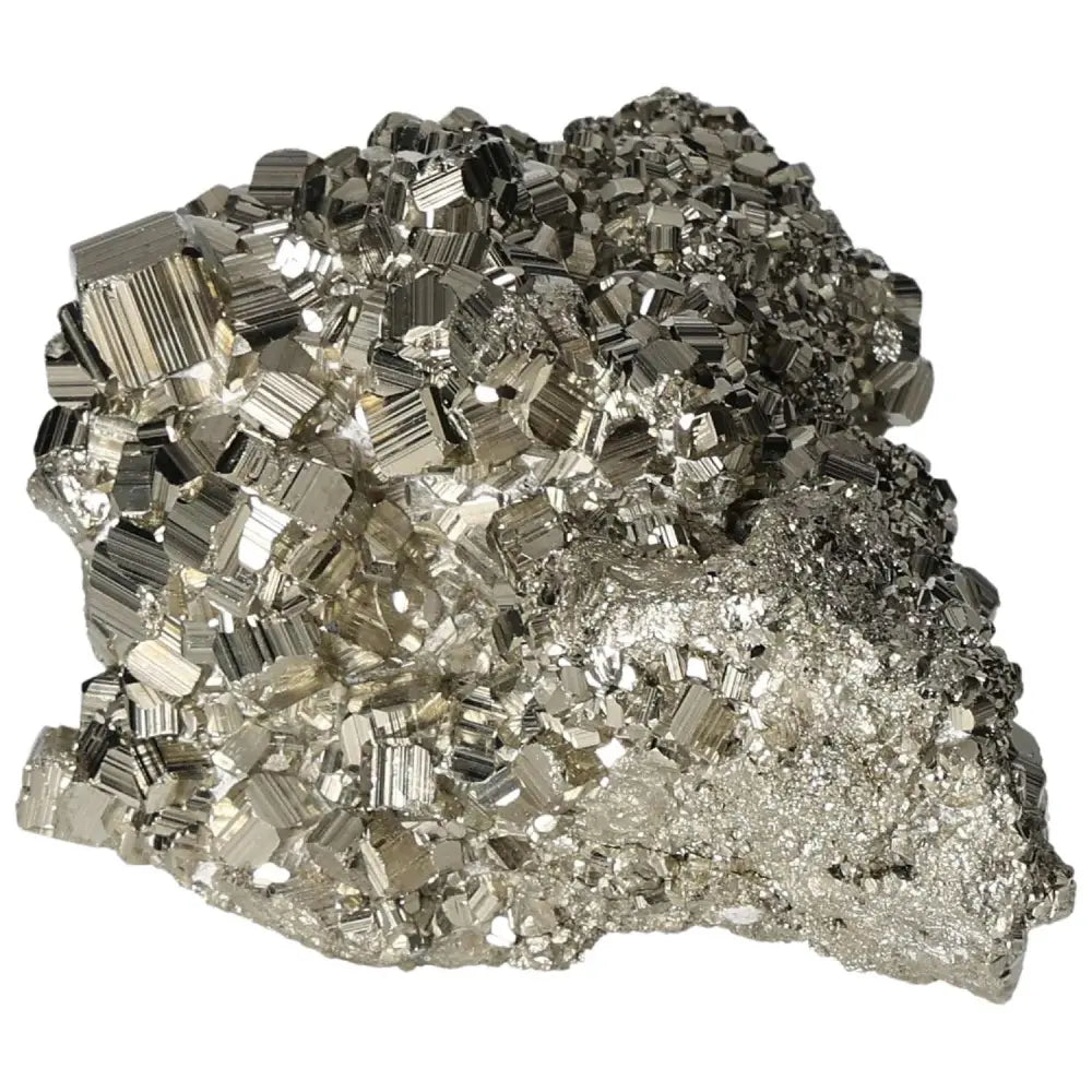 Superior Quality Pyrite Cluster with Geometric Cubes and Metallic Luster