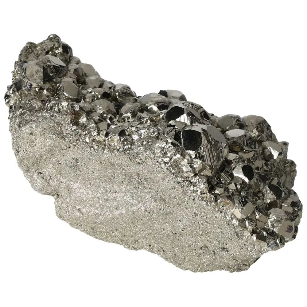 Superior Quality Pyrite Cluster with Cubic Formations and Metallic Luster