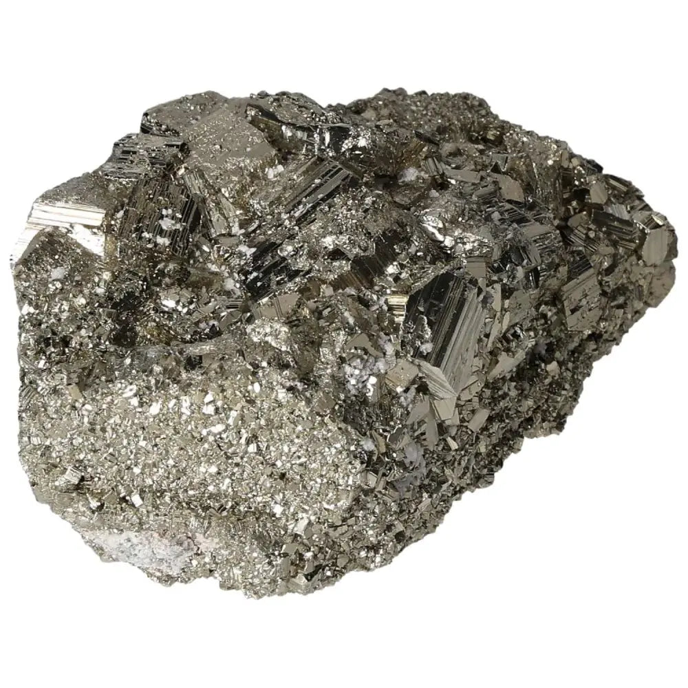 Superior quality pyrite cluster with natural cubic formations and metallic luster, showcasing geometric brilliance and elegance.