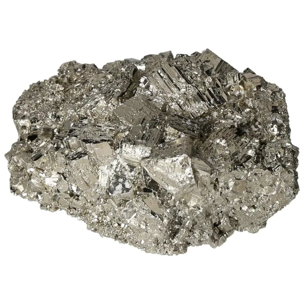 Superior Quality Pyrite Cluster with geometric cubic formations and metallic luster, sourced from premium deposits.
