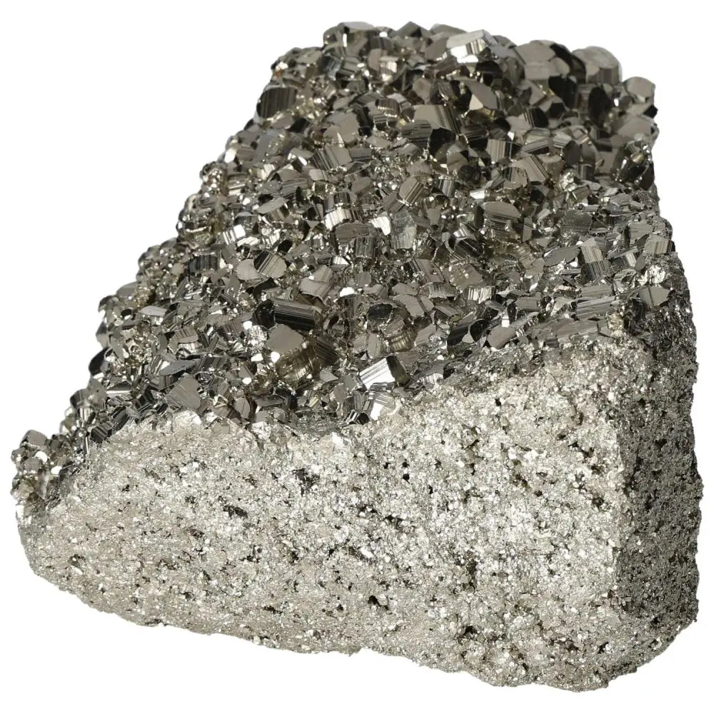 Superior quality pyrite cluster showcasing natural cubic formations and metallic luster, exemplifying geometric brilliance.