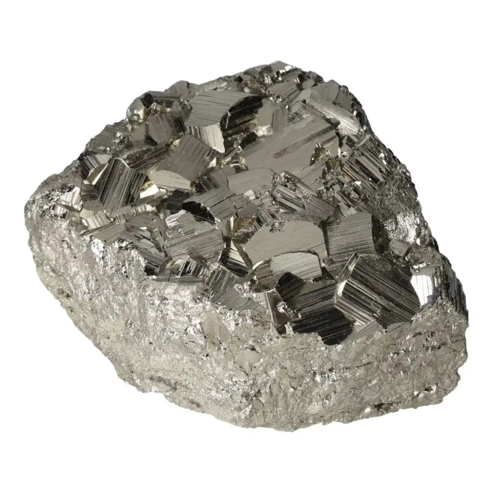 Superior Quality Pyrite Cluster with metallic luster and geometric formations, showcasing natural cubic structures and shimmering elegance.