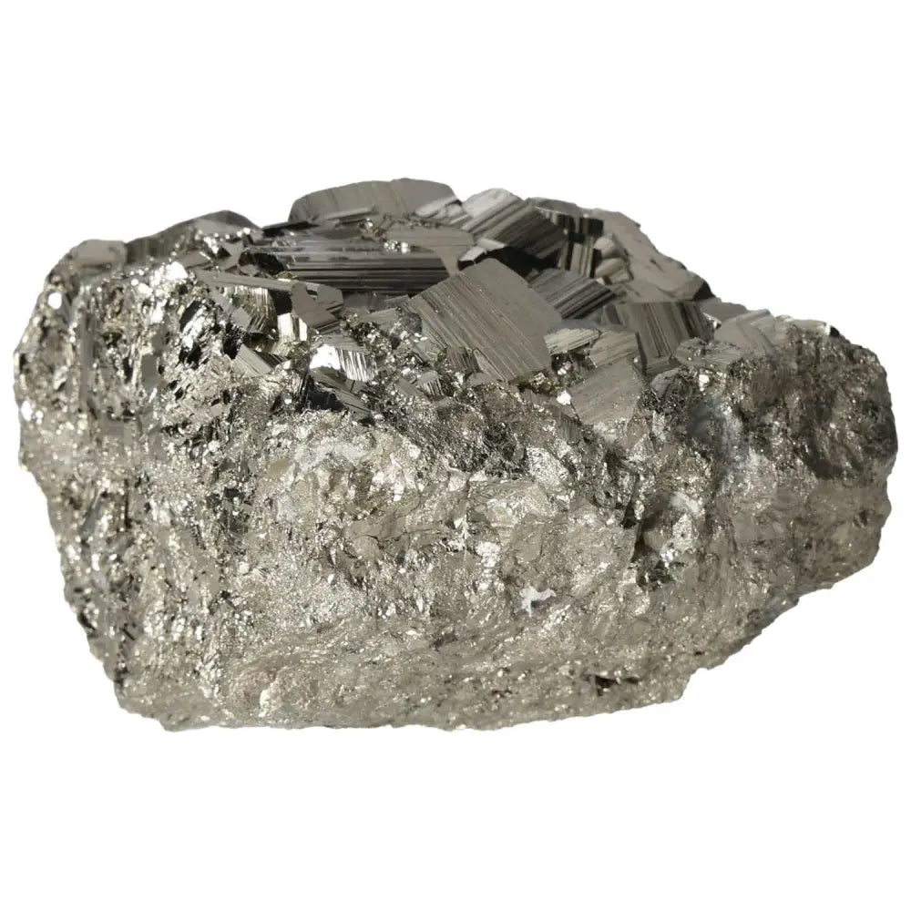 Superior quality pyrite cluster with geometric formations and metallic luster, showcasing natural cubic design.