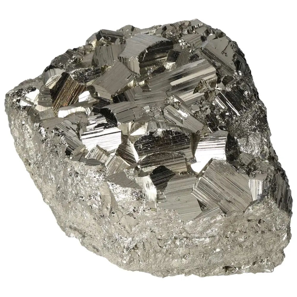 Superior quality pyrite cluster showcasing geometric formations and metallic luster, sourced from premium deposits.