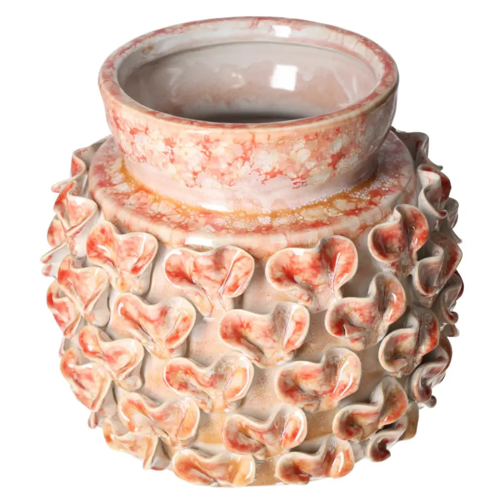 Sylvia Crystals Terra Cotta Style Vase 22x22x20.5 cm, handcrafted with elegant earthy charm, adds sophistication to any space.