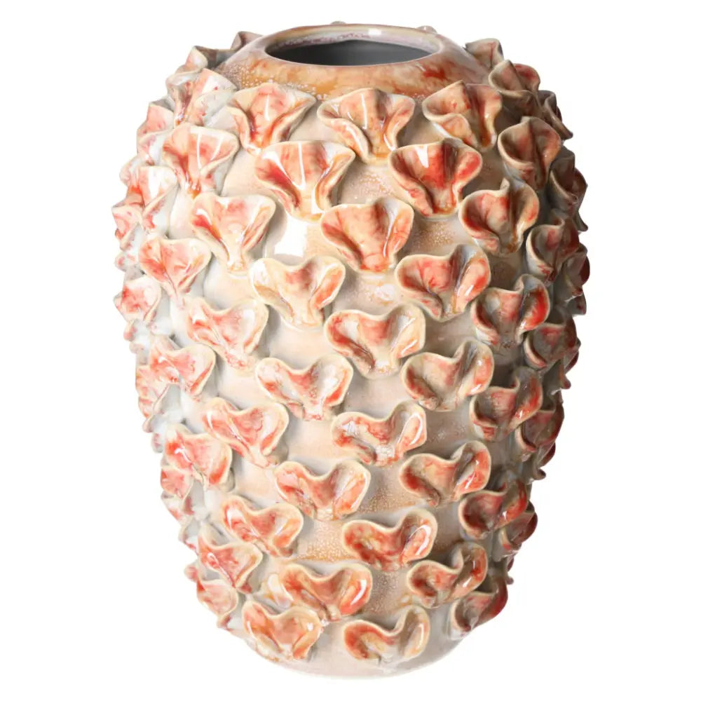 Sylvia Crystals Terra Cotta Style Vase 23x23x30.5, rustic charm, spiritual aesthetics, luxury home decor centerpiece