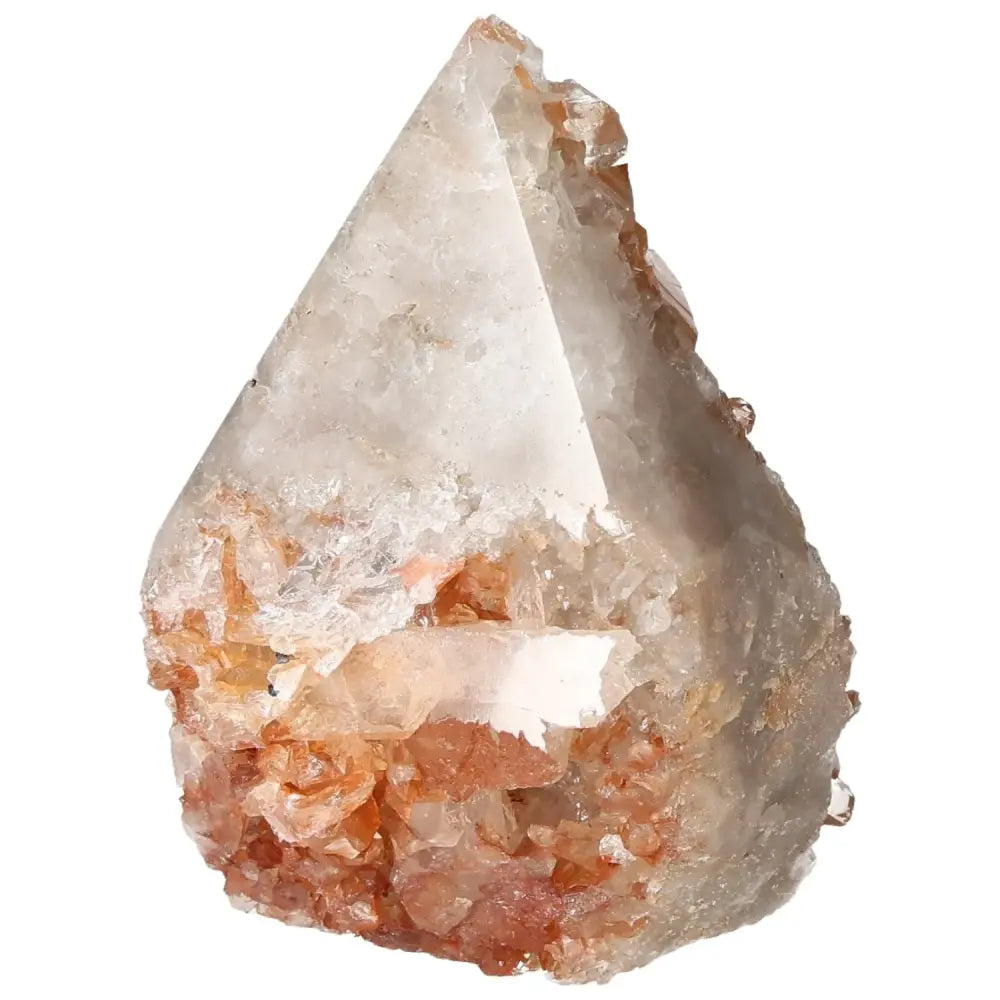 Top Polished Point Quartz Tangerine by Sylvia Crystals, featuring a luxurious tangerine hue and exquisite craftsmanship.