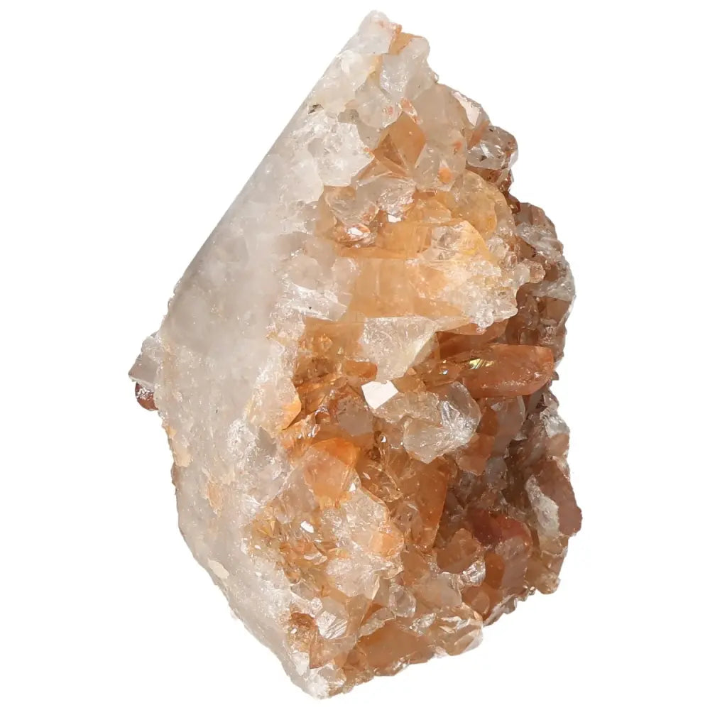 Top Polished Point Quartz Tangerine crystal by Sylvia Crystals, featuring a vibrant orange hue and exquisite finish.