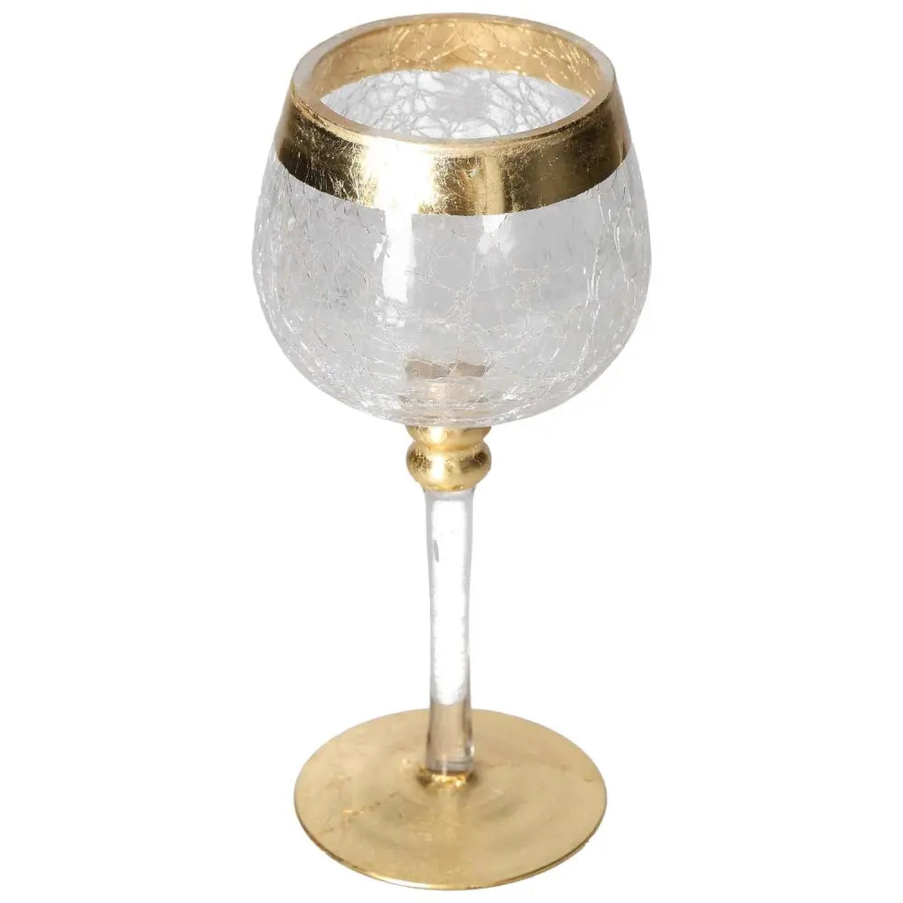 Translucent goblet with decorative gold elements from Sylvia Crystals, showcasing luxury and contemporary design.