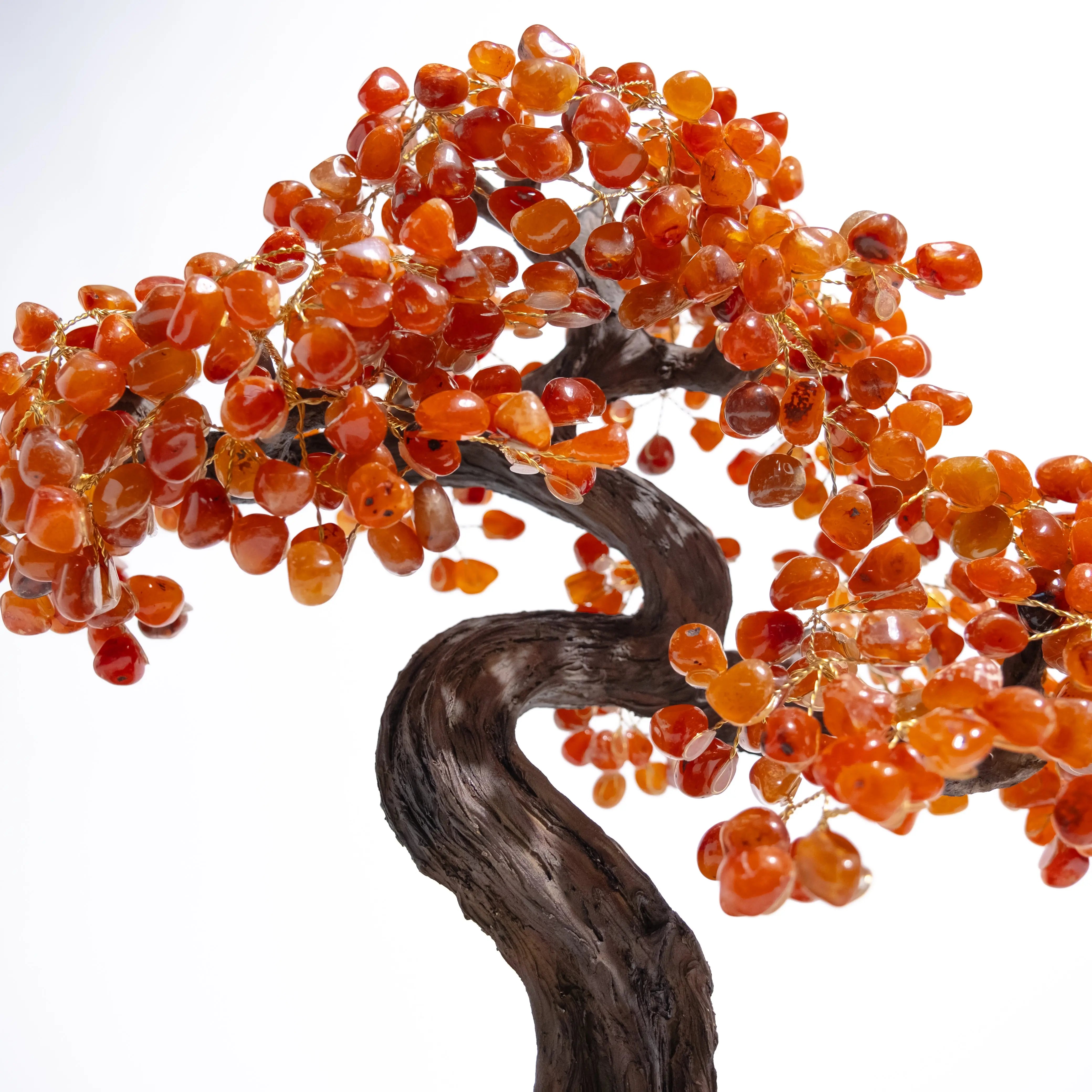 Tumbled Carnelian Bonsai Tree 65cm with vibrant carnelian gemstones, enhancing creativity, confidence, and positive energy in home or office.