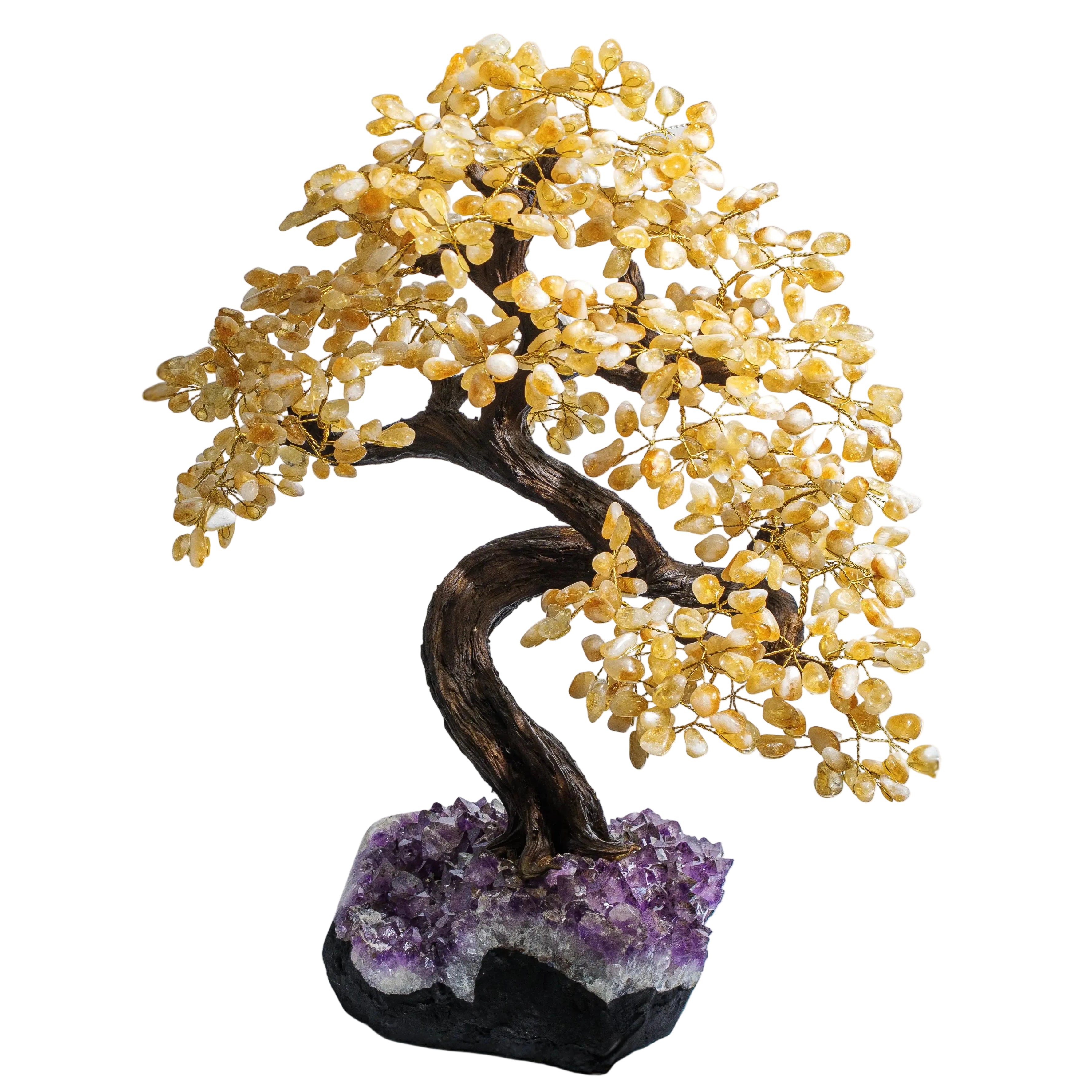 Tumbled Citrine Crystal Bonsai Tree for Prosperity and Positive Energy