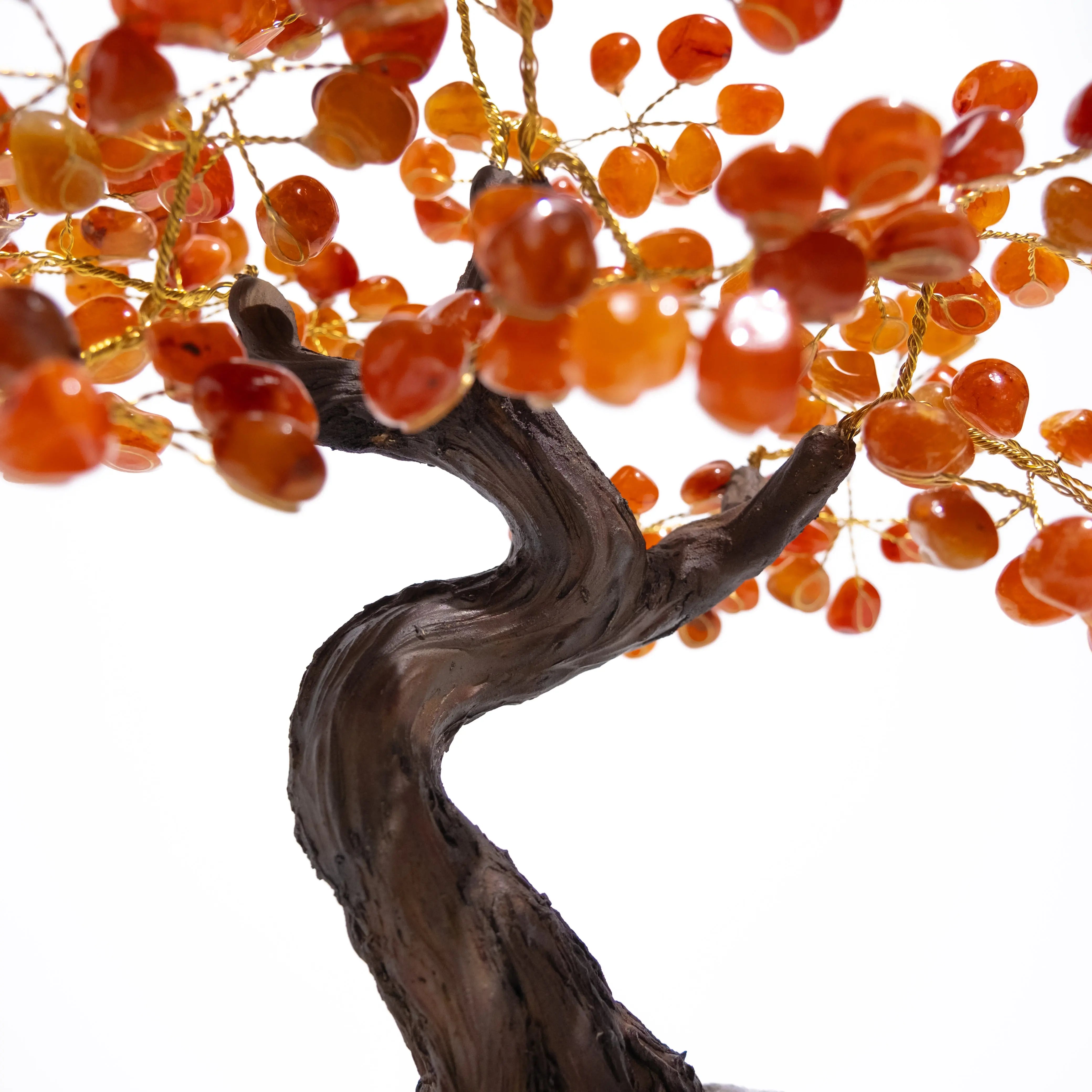 Tumbled Carnelian Bonsai Tree with Polished Gemstones for Positive Energy and Creativity