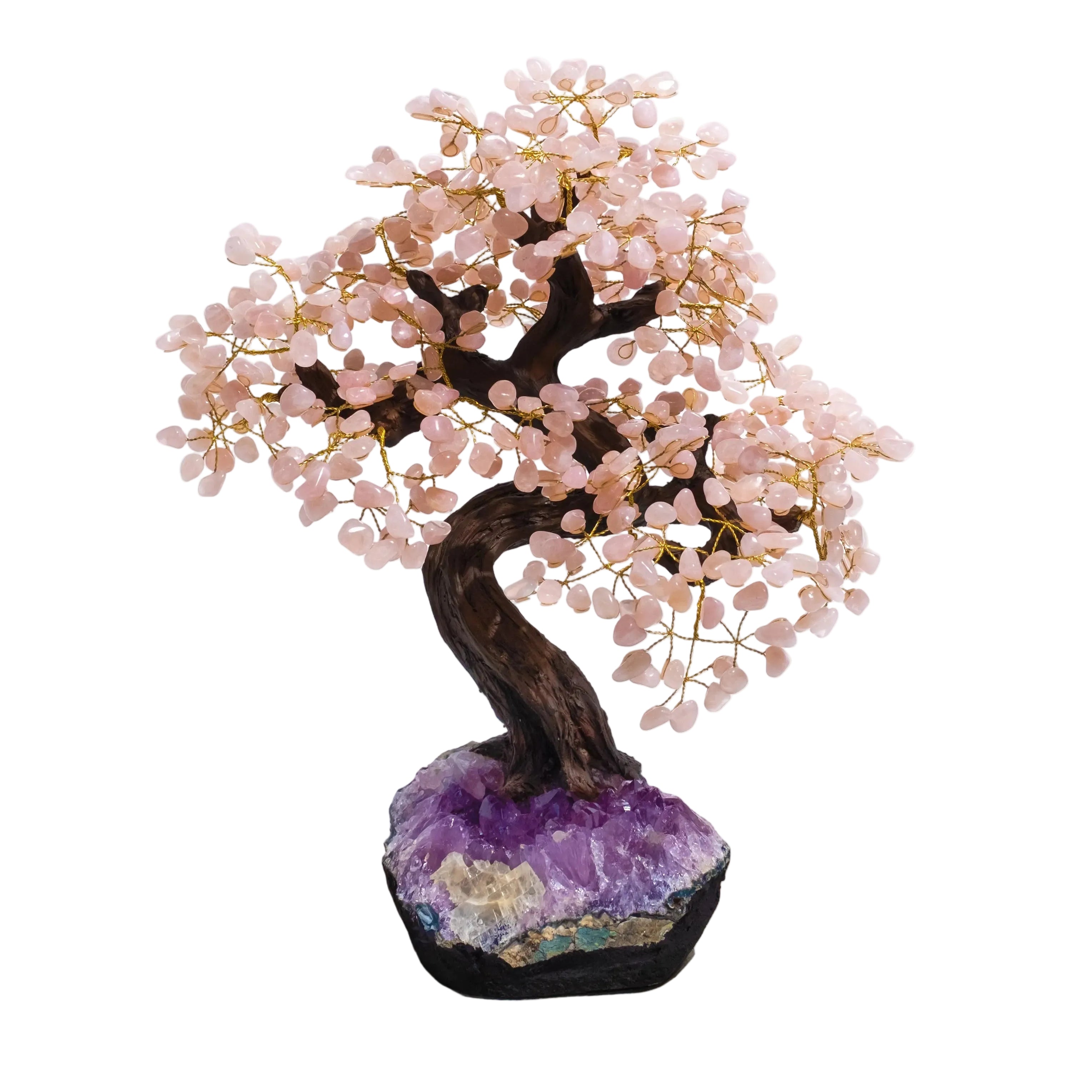 Quartz Crystal Bonsai Tree, 55cm decorative piece with tumbled quartz gemstones enhancing home décor and energy balance.
