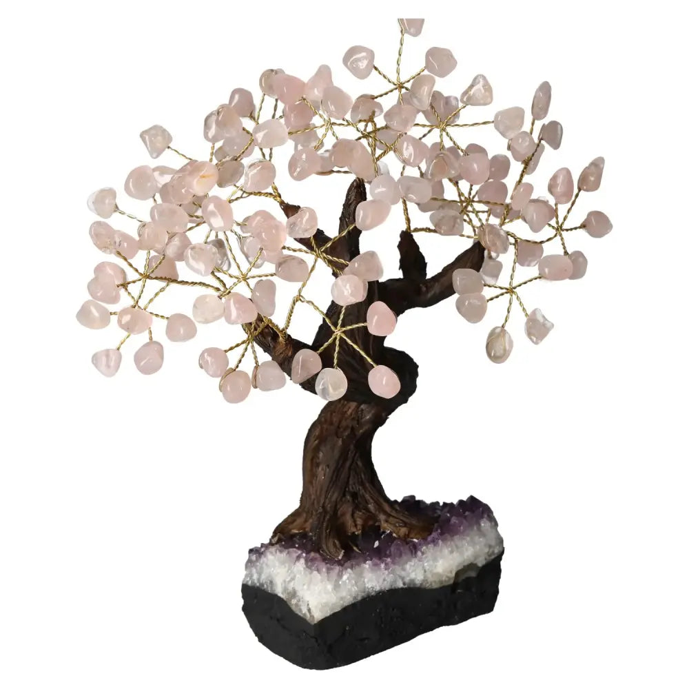Tumbled Rose Quartz Tree 30cm featuring handpicked stones and spiritual elegance, crafted by Sylvia Crystals for emotional healing.