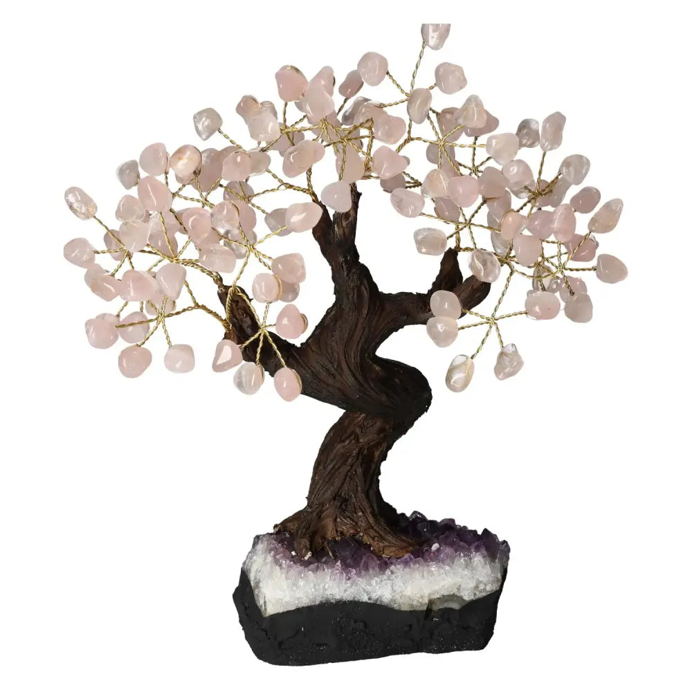 Tumbled Rose Quartz Tree 30cm by Sylvia Crystals showcasing exquisite craftsmanship and spiritual elegance with delicate pink stones.