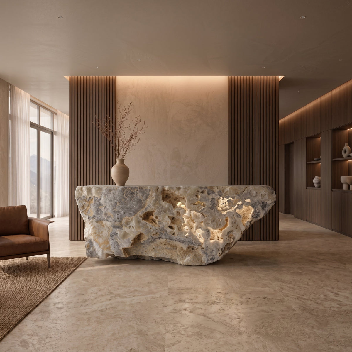 Calcite onyx bar counter 2450 × 500 × 1100 mm