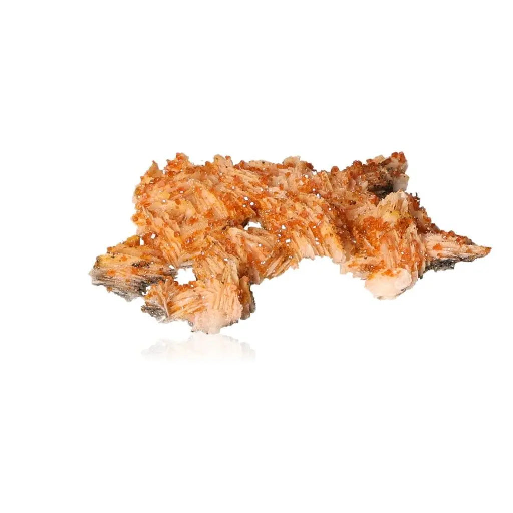 Vanadinite Baryte Druze with vibrant red-orange hues and unique crystal formations, ideal for focus and creativity enhancement.