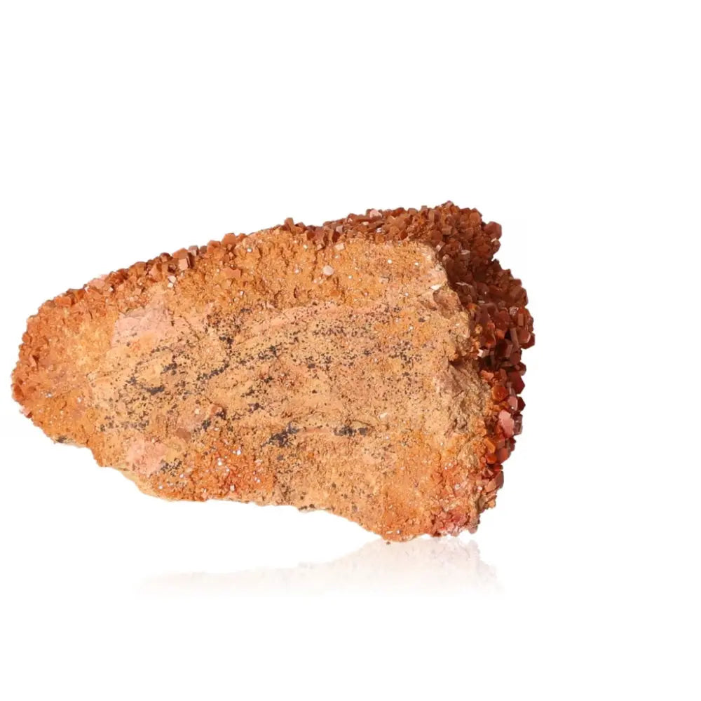 Vanadinite Druze showcasing striking red-orange crystals, perfect for collectors seeking focus and creativity-enhancing minerals.