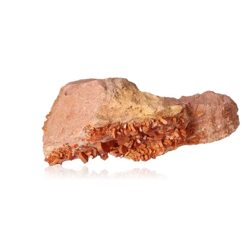 Vanadinite Druze with vibrant red-orange crystals, ideal for collectors seeking focus, creativity, and grounding energy.