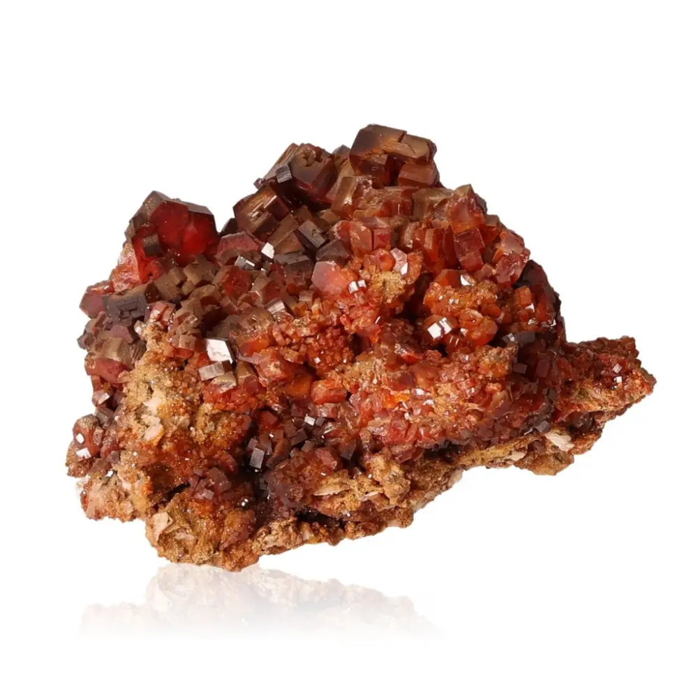 Vanadinite Druze, vibrant red-orange crystal, known for enhancing focus, creativity, and energy, perfect for collectors and creatives.