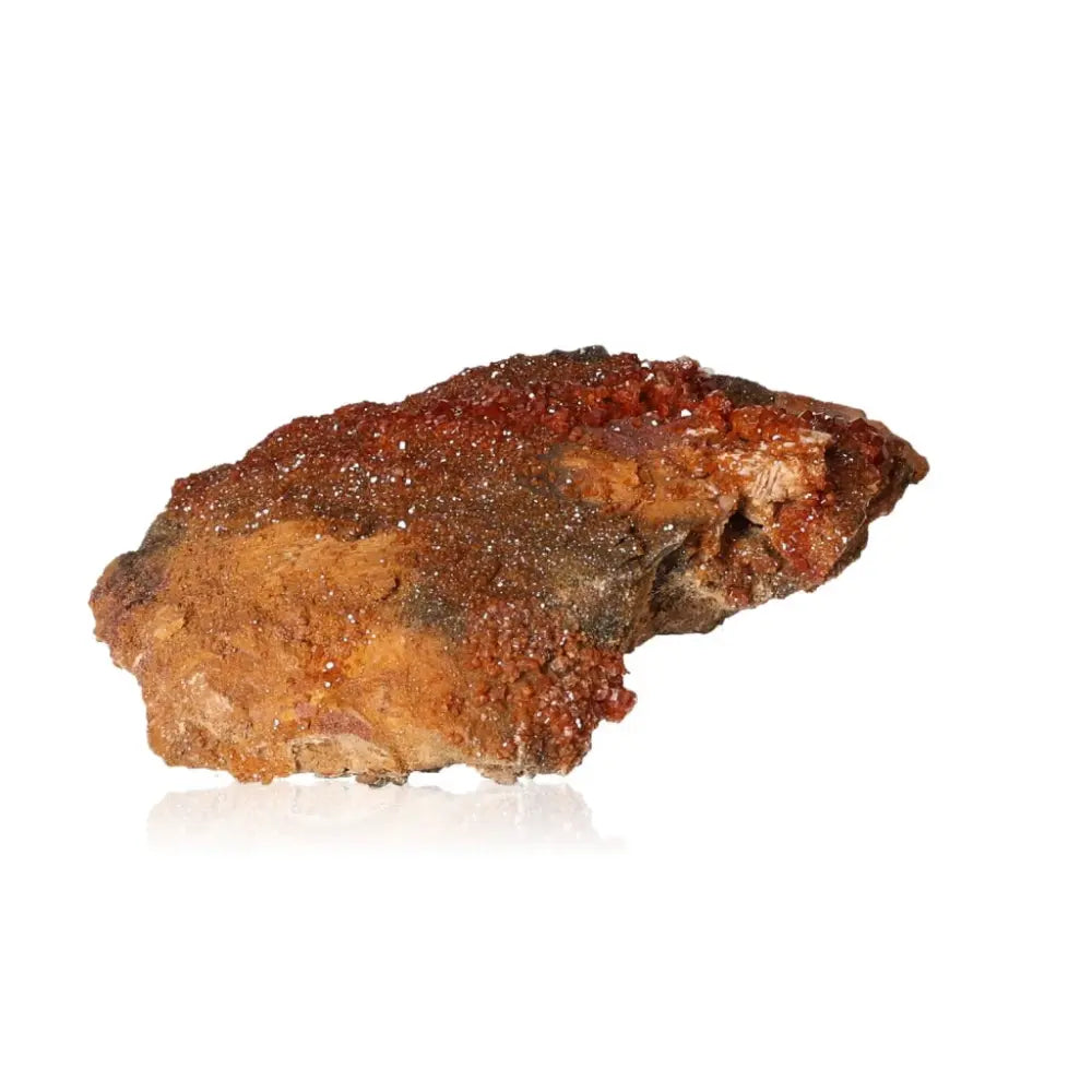 Vanadinite Druze with vibrant red-orange hues, showcasing unique crystal formations, ideal for focus and creativity seekers.