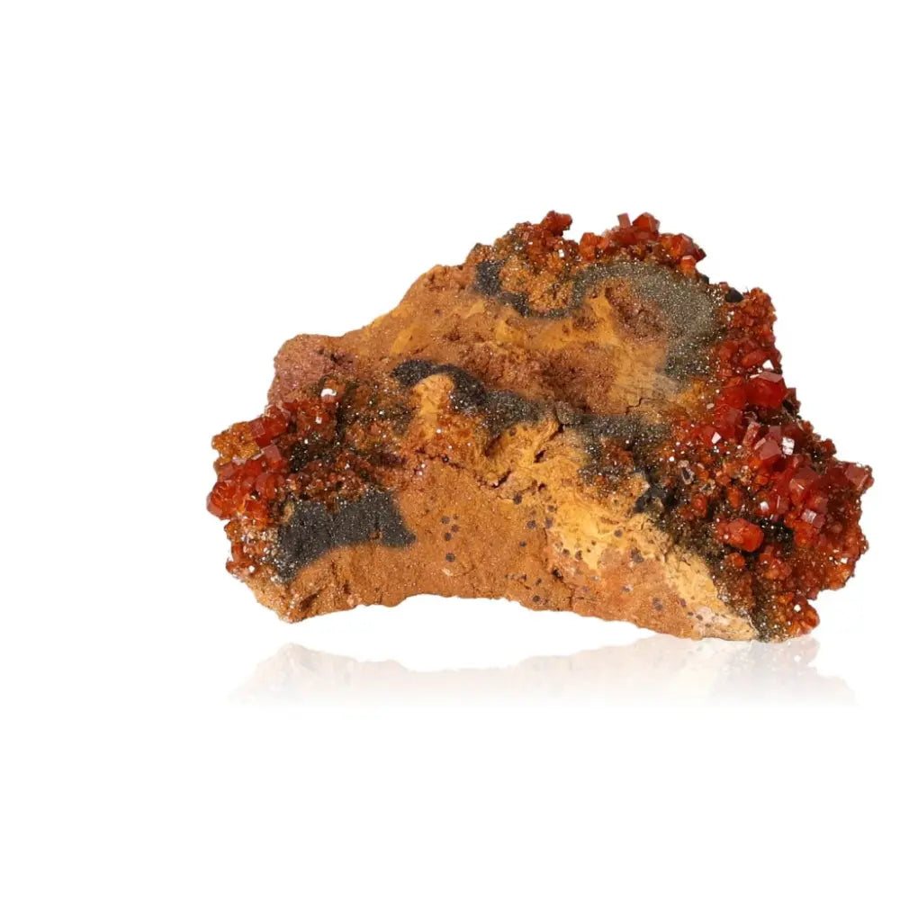 Vanadinite Druze crystal with vibrant red-orange hues for creativity and focus, ideal for collectors and energy seekers.