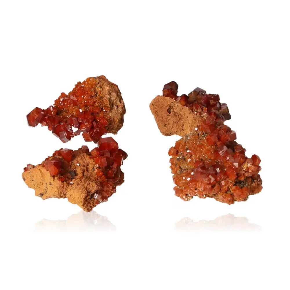 Vibrant red-orange vanadinite small druzes showcasing unique crystal formations for collectors and creatives seeking focus and energy.